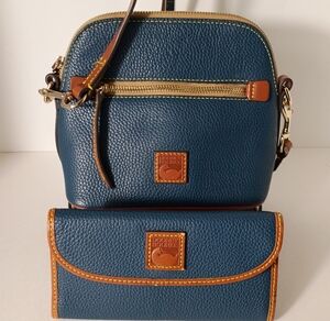 Dooney & Bourke Teal Pebble Leather Crossbody Bag and Wallet Set